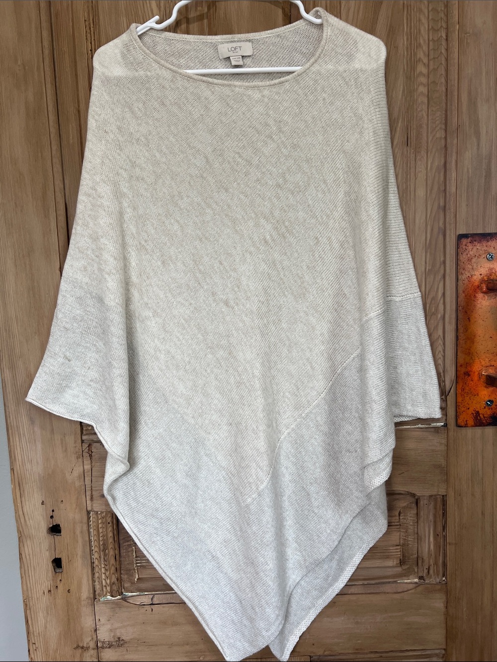 LOFT Neutral Cream Knit Poncho Top